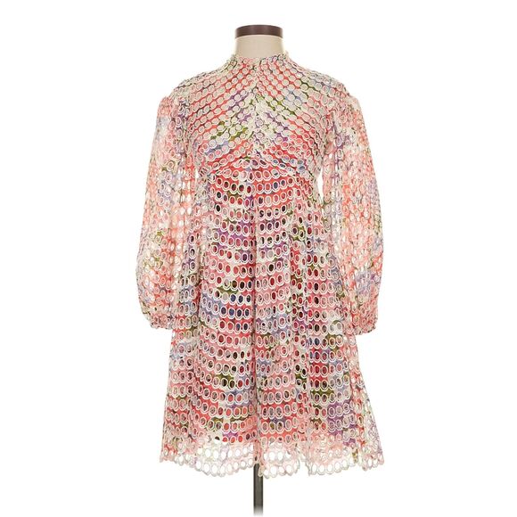 Zimmermann Dresses & Skirts - Zimmermann Multicolor Eyelet Lace Floral Mini Dress 0P